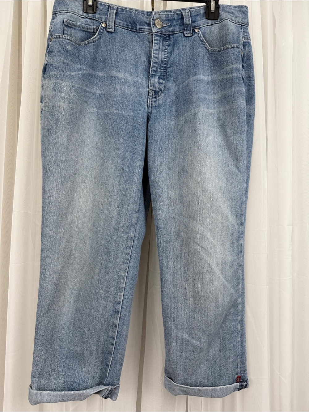 Vintage America Collection Capri Jeans Size 10/30 Cuffed Stretch Denim Boho